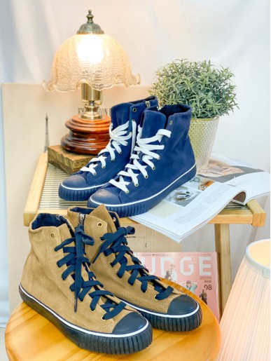 2214-1053-- 韓國自家品牌 --   復古・ 麂皮 ・ 高筒波鞋（韓國）