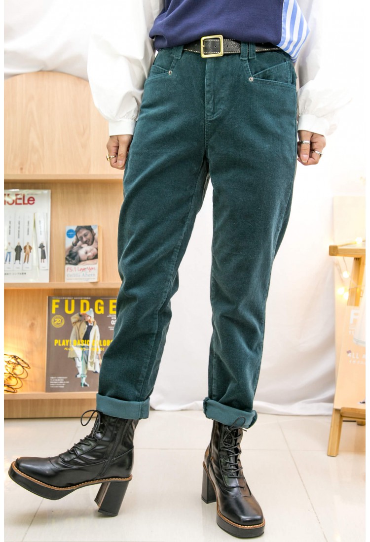 2215-1185 ' 這是SIZE S ' 後腰橡根 ‧ 燈芯絨直腳褲 (韓國)
